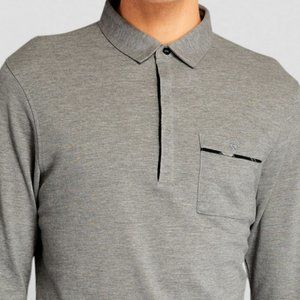 BARBOUR Men's Adie Long-Sleeve Polo Shirt in Grey Marl MSRP$110